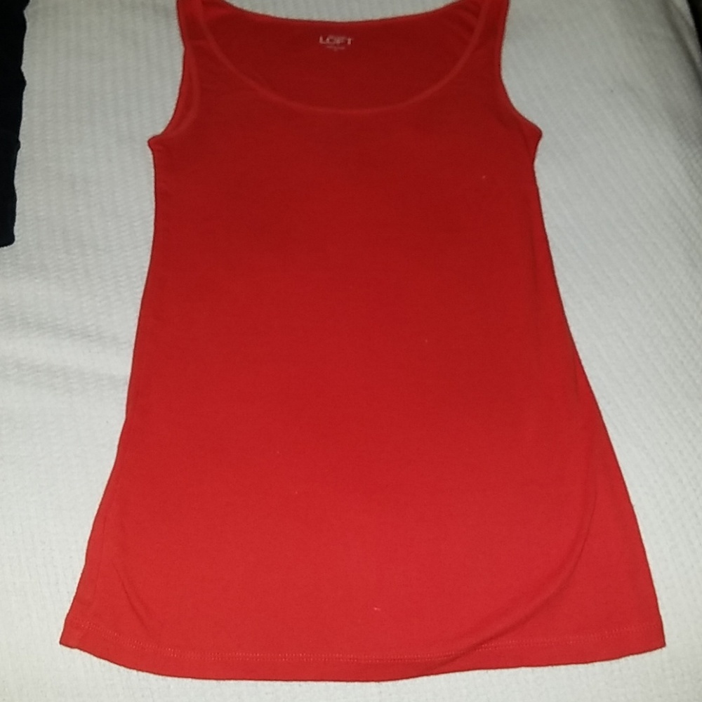 Ann Taylor loft fine knit tank tomato coral small